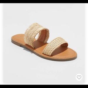 NWT Natural Slide Sandals Size 8